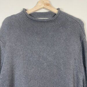 J. Crew Vtg Oarsman Roll Neck Cotton Sweater Men's XL Gray Thick Knit Fisherman